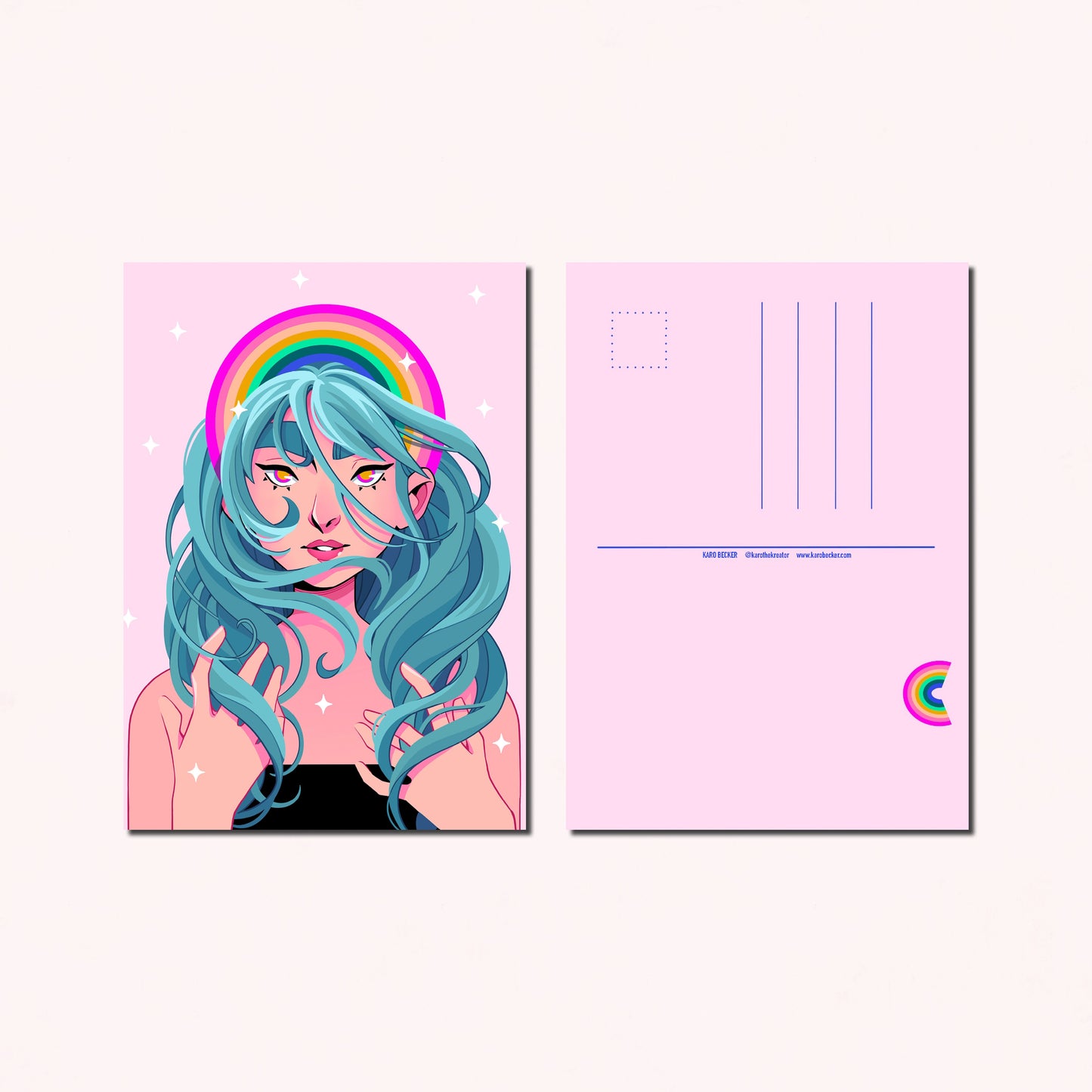 5 piece RAINBOW GIRLS postcard set