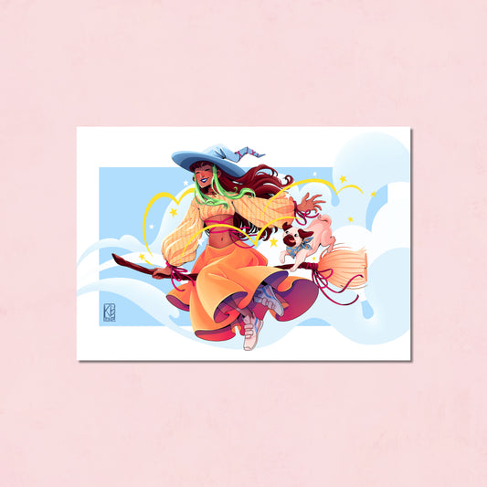 The Witch on the Broom Print